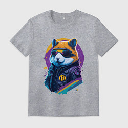 Футболка хлопковая мужская Крипто хомяк, цвет: меланж