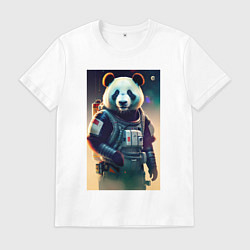 Футболка хлопковая мужская Крутой панда - киберпанк, цвет: белый