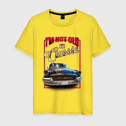 Футболка хлопковая мужская Классика автомобиль Buick Roadmaster, цвет: желтый