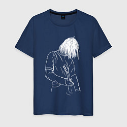 Футболка хлопковая мужская Kurt Cobain grunge, цвет: тёмно-синий