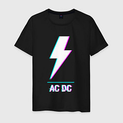 Футболка хлопковая мужская AC DC glitch rock, цвет: черный
