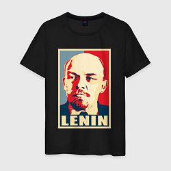 Футболка хлопковая мужская Lenin, цвет: черный