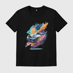 Футболка хлопковая мужская BMW-1, цвет: черный