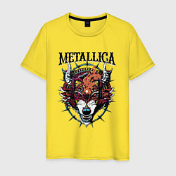 Футболка хлопковая мужская Metallica - wolfs muzzle - thrash metal, цвет: желтый