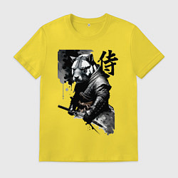 Футболка хлопковая мужская Capy samurai - hieroglyph - neural network, цвет: желтый