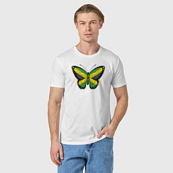 Футболка хлопковая мужская Ямайка бабочка, цвет: белый — фото 2