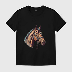 Футболка хлопковая мужская Коняка скакуняка, цвет: черный