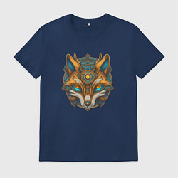 Футболка хлопковая мужская Лиса, цвет: тёмно-синий
