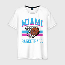 Футболка хлопковая мужская Basket Miami, цвет: белый