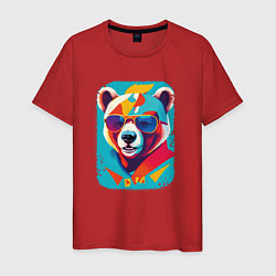 Футболка хлопковая мужская Pop-Art Panda, цвет: красный