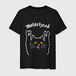 Футболка хлопковая мужская Motorhead rock cat, цвет: черный
