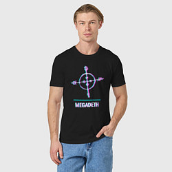 Футболка хлопковая мужская Megadeth glitch rock, цвет: черный — фото 2