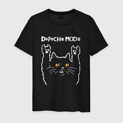 Футболка хлопковая мужская Depeche Mode rock cat, цвет: черный