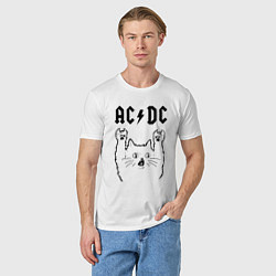 Футболка хлопковая мужская AC DC - rock cat, цвет: белый — фото 2