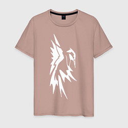 Футболка хлопковая мужская Белая птица вектор, цвет: пыльно-розовый