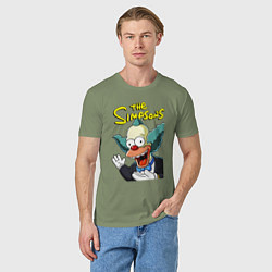Футболка хлопковая мужская Krusty the clown, цвет: авокадо — фото 2