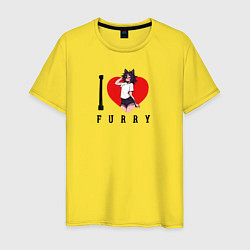 Футболка хлопковая мужская I love Furry SF, цвет: желтый