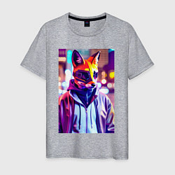 Футболка хлопковая мужская Cyber fox - neon - city, цвет: меланж