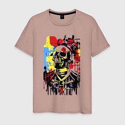 Футболка хлопковая мужская Skull - pop art - sketch, цвет: пыльно-розовый