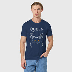 Футболка хлопковая мужская Queen rock cat, цвет: тёмно-синий — фото 2