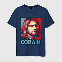 Футболка хлопковая мужская Nirvana - Kurt Cobain, цвет: тёмно-синий