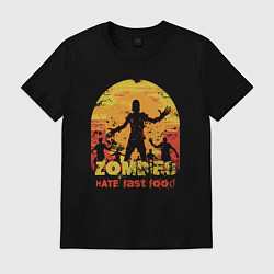 Футболка хлопковая мужская Зомби не любят фастфуд, цвет: черный
