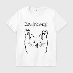 Футболка хлопковая мужская Evanescence - rock cat, цвет: белый