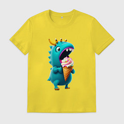 Футболка хлопковая мужская Монстр и мороженое, цвет: желтый