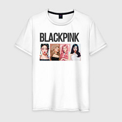 Футболка хлопковая мужская Корейская поп-группа Blackpink, анимационный стиль, цвет: белый