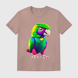 Футболка хлопковая мужская Мультяшный попугай, цвет: пыльно-розовый