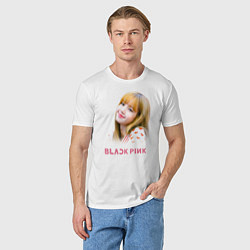 Футболка хлопковая мужская Lisa Blackpink, цвет: белый — фото 2