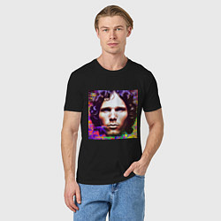 Футболка хлопковая мужская Jim Morrison Glitch 25 Digital Art, цвет: черный — фото 2