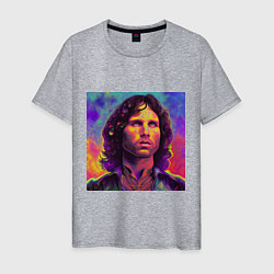 Футболка хлопковая мужская Jim Morrison Strange colors Art, цвет: меланж