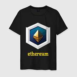 Футболка хлопковая мужская Логотип Ethereum, цвет: черный