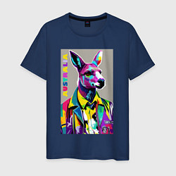 Футболка хлопковая мужская Kangaroo - Australia - pop art, цвет: тёмно-синий