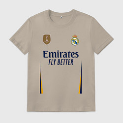 Футболка хлопковая мужская Винисиус Жуниор ФК Реал Мадрид форма 2324 домашняя, цвет: миндальный