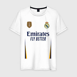 Футболка хлопковая мужская Реал Мадрид форма 2324 домашняя, цвет: белый