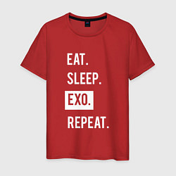 Футболка хлопковая мужская Eat Sleep EXO Repeat, цвет: красный