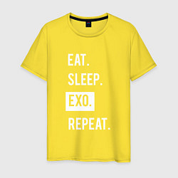 Футболка хлопковая мужская Eat Sleep EXO Repeat, цвет: желтый