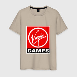 Футболка хлопковая мужская Virgin games logo, цвет: миндальный