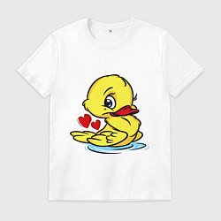Футболка хлопковая мужская Duckling hearts, цвет: белый