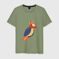 Футболка хлопковая мужская Веселый попугай, цвет: авокадо