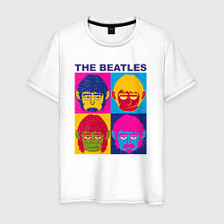 Футболка хлопковая мужская The Beatles color, цвет: белый