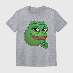 Футболка хлопковая мужская Лягушонок Пепе не доволен тобой, цвет: меланж