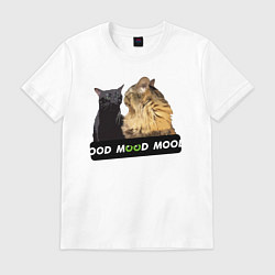Футболка хлопковая мужская Черный и рыжий кот - Mood, цвет: белый