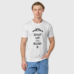 Футболка хлопковая мужская Shut up and rush b, цвет: белый — фото 2