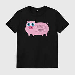 Футболка хлопковая мужская Я вкусный и знаю это, цвет: черный