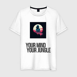 Футболка хлопковая мужская Your mind your jungle, цвет: белый