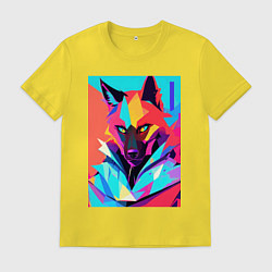 Футболка хлопковая мужская Волчара - поп-арт, цвет: желтый