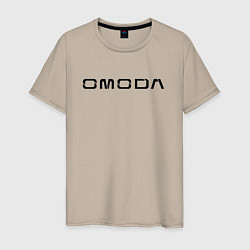 Футболка хлопковая мужская Omoda big black logo, цвет: миндальный